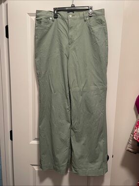 Lands' End women’s Wide-Leg Chinos in Sage